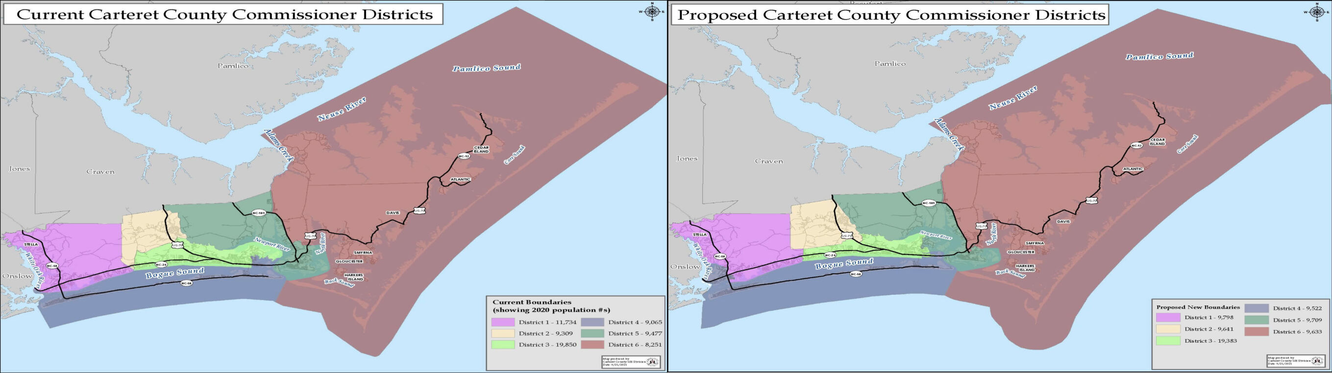 Carteret County adopts new electoral district maps based on 2020 census population